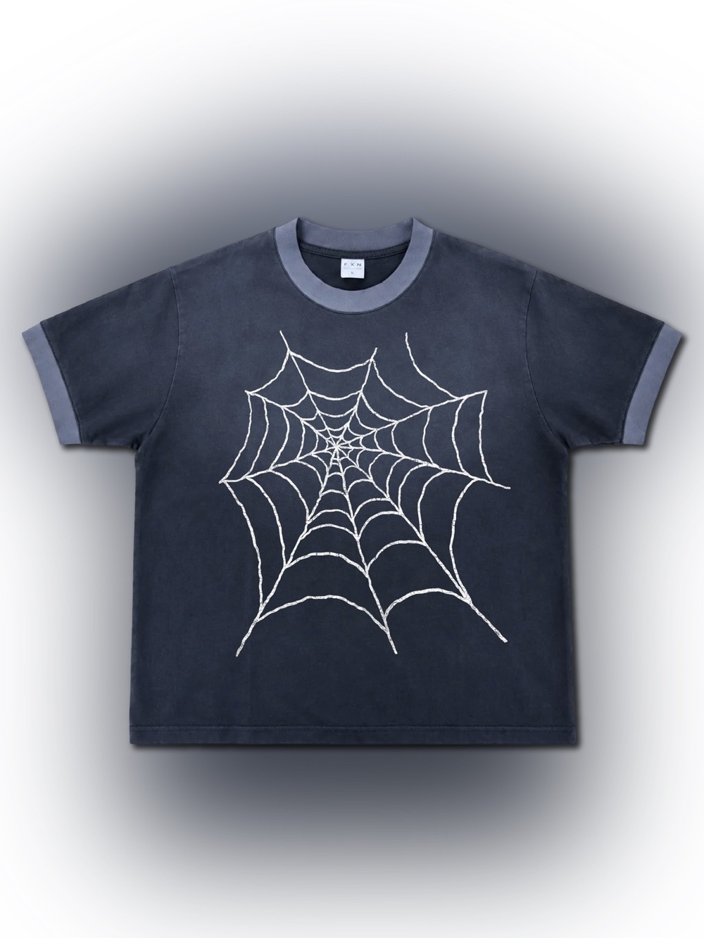 Spider web tee Halloween sun faded ringer shirt spooky grunge goth metal band t